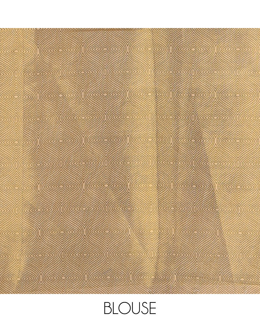 Chikku Tissue Saree, Enriched with Floral Buttas and Mirrorwork, a Self-Border, Pallu of Ogee Print, and a Matching Blouse