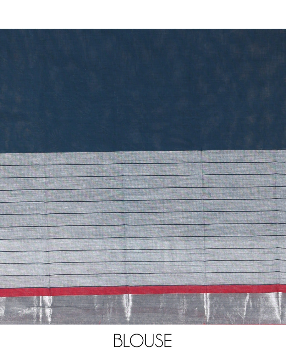 Grey Plain Handloom Mercerised Cotton Saree