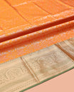 Orange Art Silk Half-Saree, Enriched with Leaf Jacquard Design, Contrast Traditional Zari Border, and Paired with a Matching Blouse
