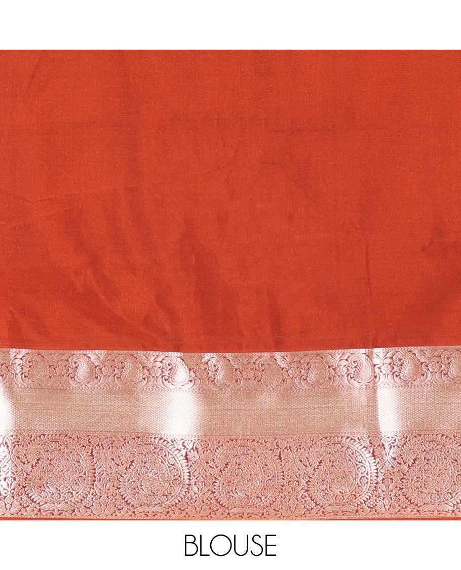 Coffee Brown Semi-Soft Silk Saree, Meticulously Crafted with Vaira Oosi, and Paisley Buttas All Over Its Body, Complemented by Contrast Traditional Border of Paisleys, Intricately Designed Pallu, and Paired with a Contrast Blouse