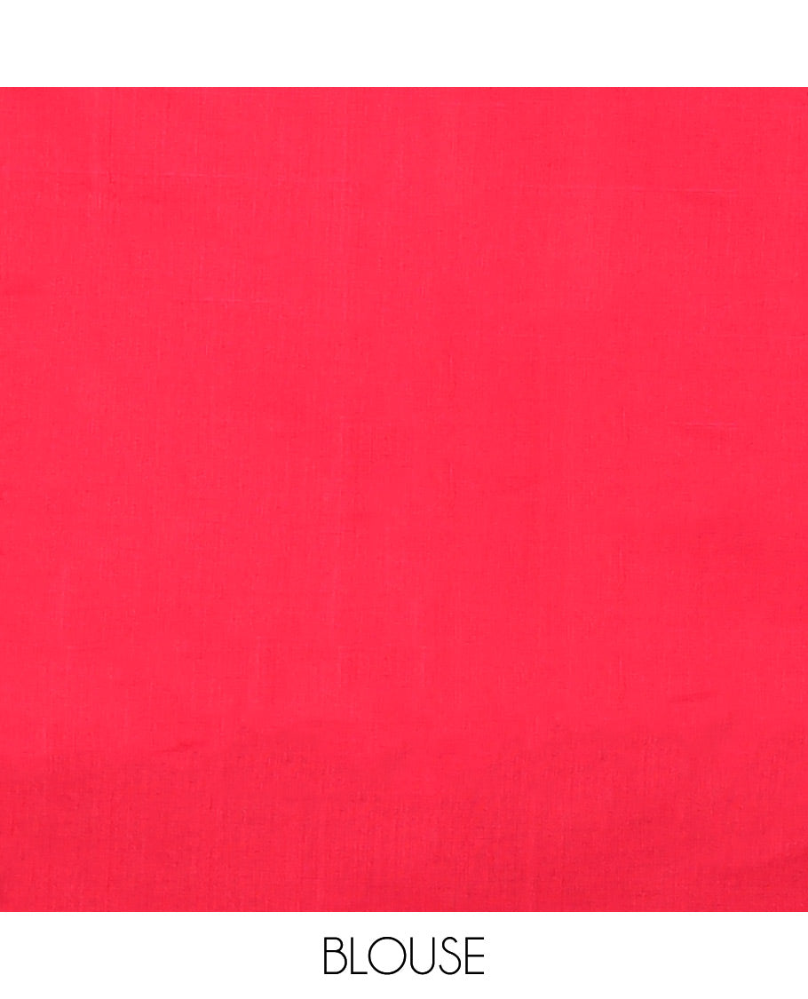 red and black argyle design ikkat cotton saree with self plain border & argyle design pallu