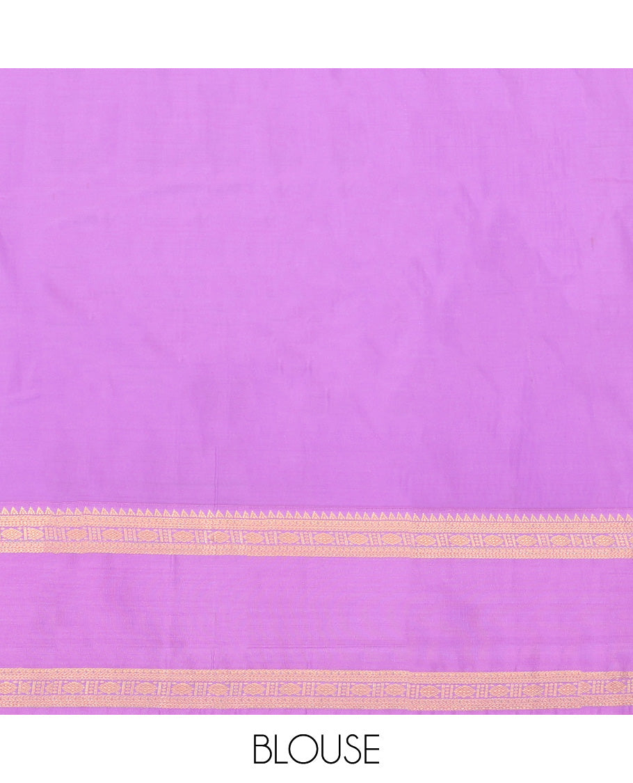 Purple Budget Silk Saree, Woven with Zari Buttas and Checks, a Contrast Traditional Zari Rettai Pettu Border, Grand Pallu, and a Contrast Blouse