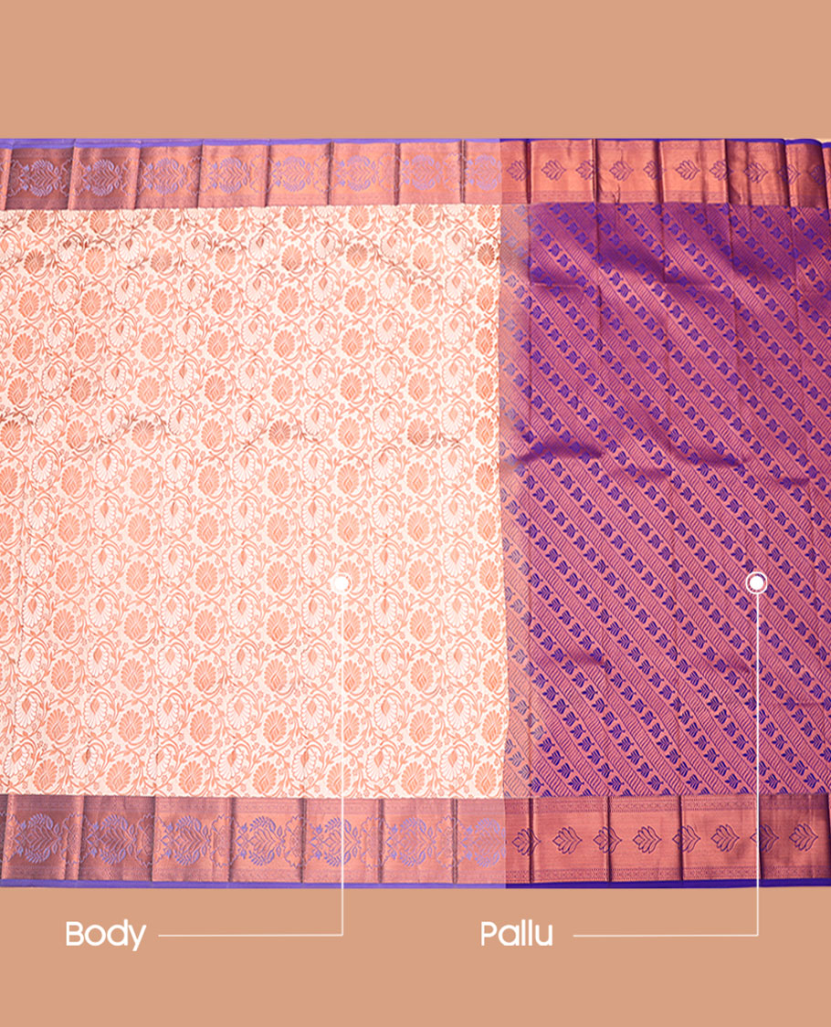 White Budget Silk Saree, Enriched with Jacquard Design, Complemented by a Contrast Intricate Zari Border, Grand Pallu, and a Contrast Blouse