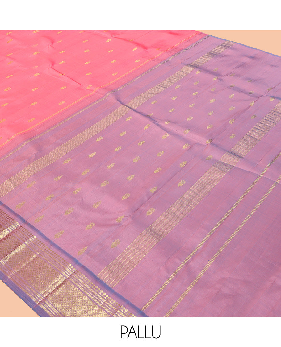 Pink Contrast Kanchipuram Silk Saree