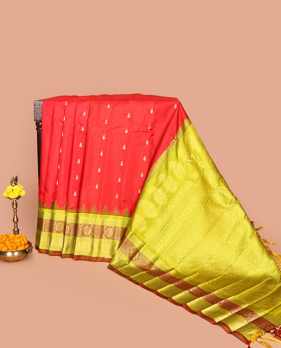 Red Gadwal Silk Saree