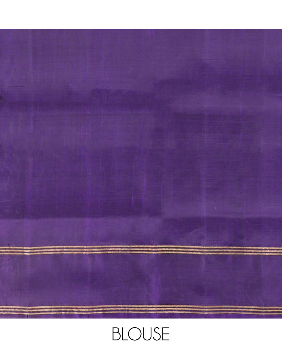 Green Mayuri Lite Silk Mix Saree, Sparsely Sparkled with Muthu Stripes on Its Body, Complemented by a Contrast Border, Jaal Pallu, and Paired with a Contrast Blouse