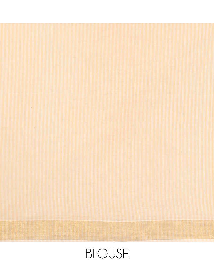 Cream-Sandal Jute Cotton Saree