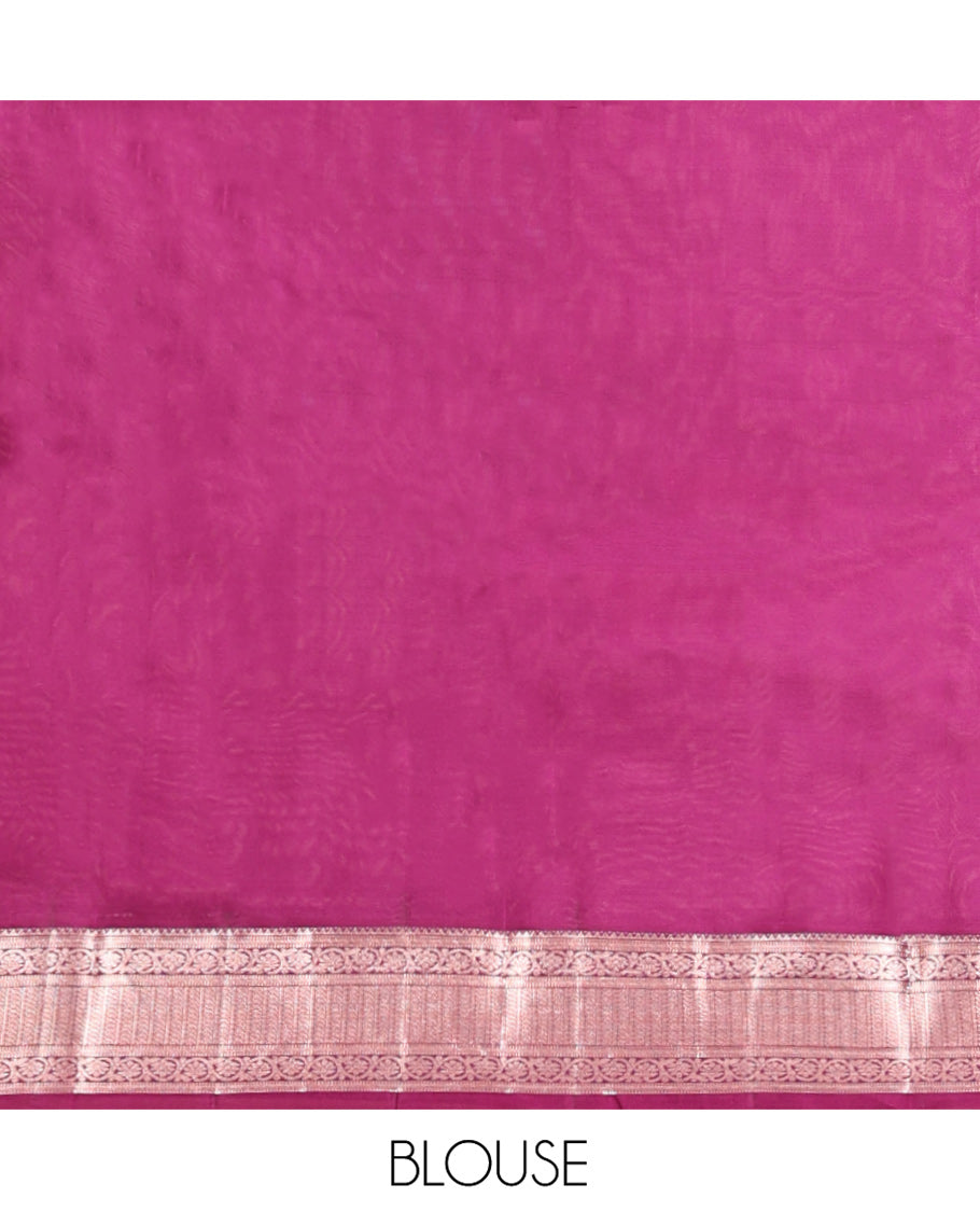 Pink Vasundhara Lite Silk Mix Saree, Adorned with Zari Buttas All Over Its Body, Complemented by Contrast Border of Rekku, and Kodi Visiry Designs, Grand Pallu and Paired with a Contrast Blouse