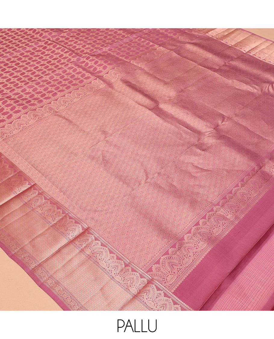 Pink Jacquard Design Kanchipuram Wedding Silk Saree