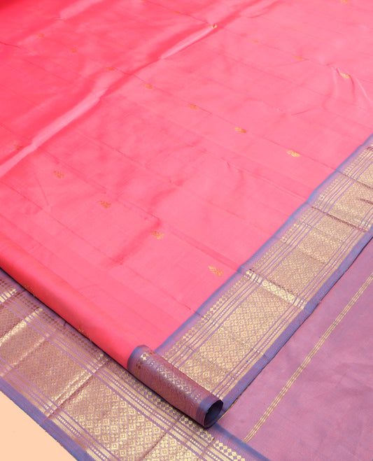 Pink Contrast Kanchipuram Silk Saree