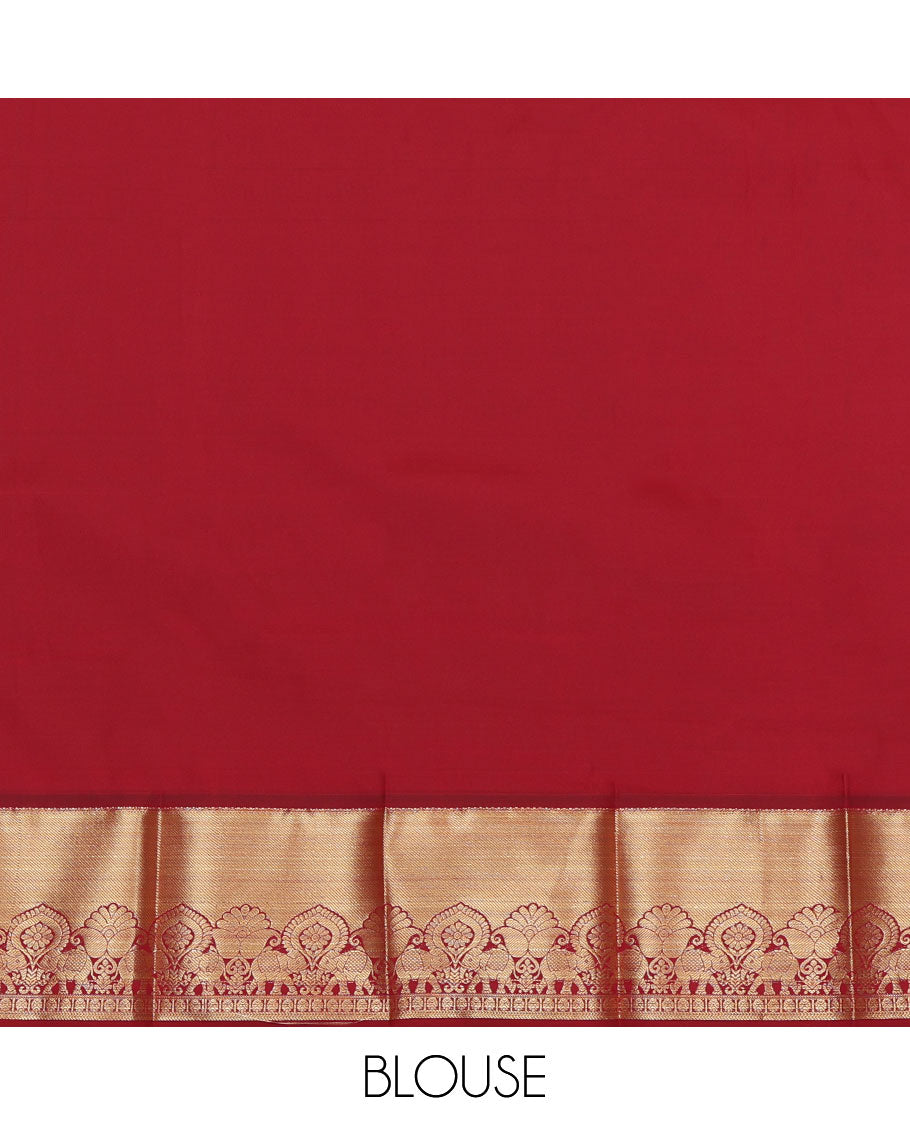 Green Budget Silk Saree, Embellished with Jacquard Design, a Contrast Traditional Zari Border, Grand Pallu, and a Contrast Blouse