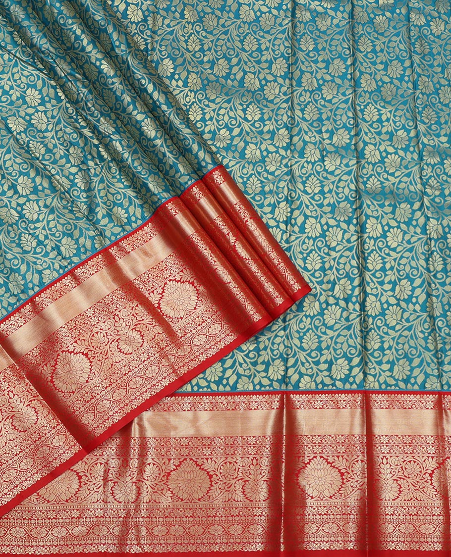 Blue Art Silk Pavadai Material Set