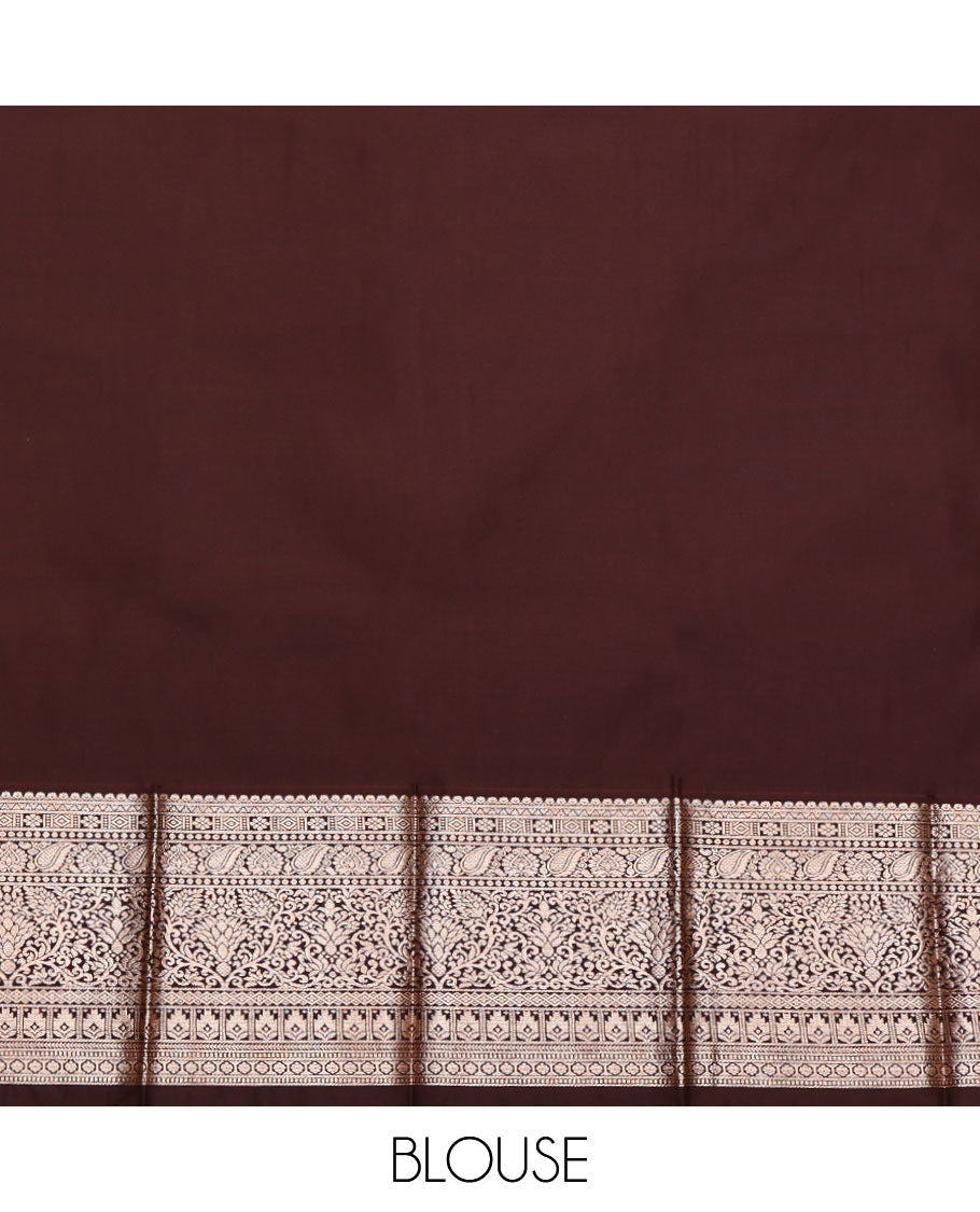 Blue Budget Silk Saree, Woven with Zari Buttas, Complemented by a Contrast Traditional Zari Border, Intricately Designed Pallu, and a Contrast Blouse