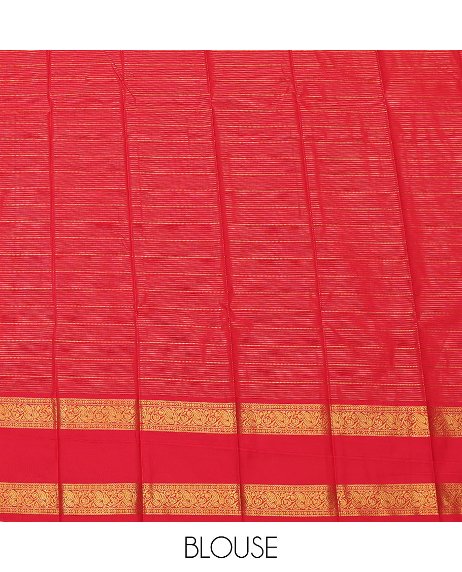Blue Budget Silk Saree, Finely Crafted with Zari Buttas and Checks, a Contrast Traditional Zari Rettai Pettu Border, Jaal Pallu, and a Contrast Blouse
