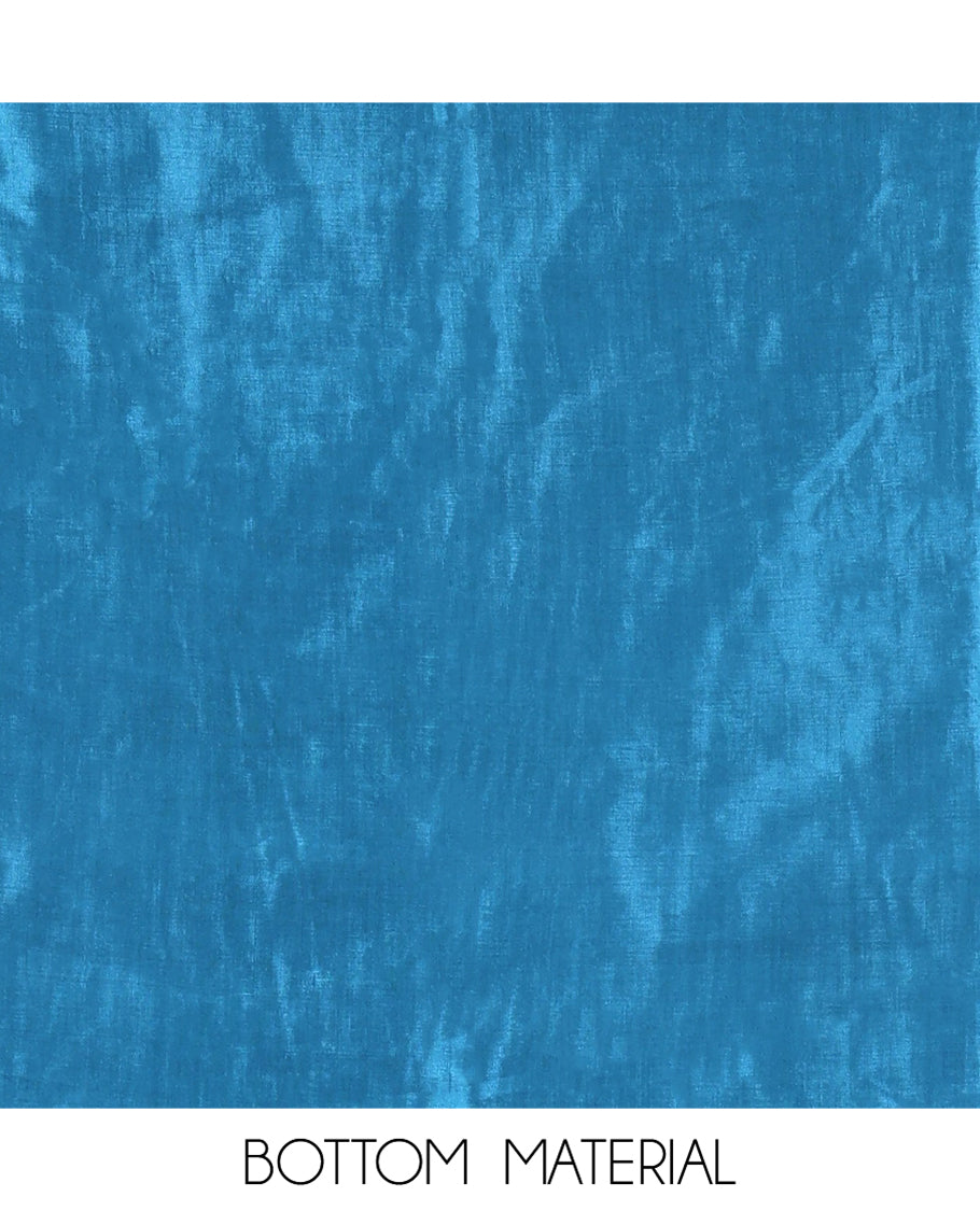 Rama Blue Semi-Bhagalpur Cotton Material Churidar Features Plain Top, a Santoon Bottom, and Contrast Abstract Printed Dupatta