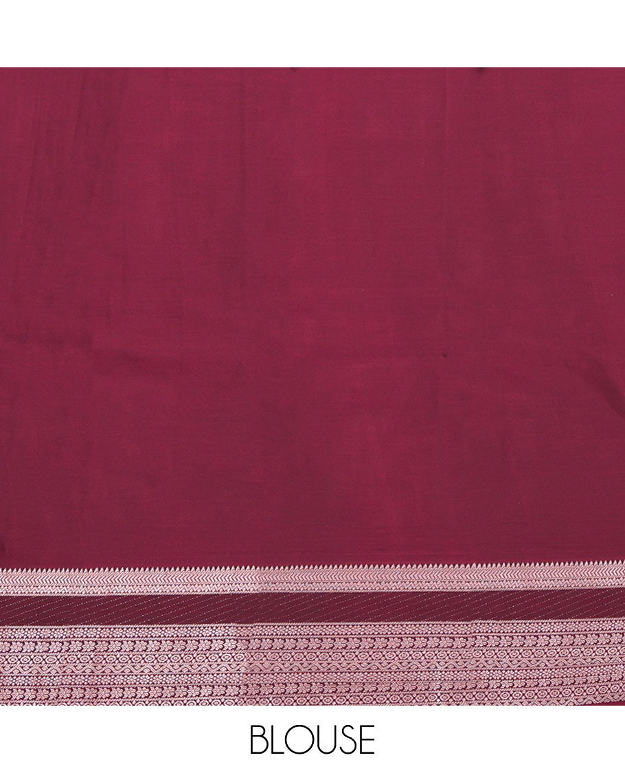 Blue Budget Silk Saree, Gracefully Embellished with Zari Buttas All Over Its Body, Complemented by a Contrast Traditional Zari Design Border, Geometric-Patterned Pallu, and Paired with a Contrast Blouse