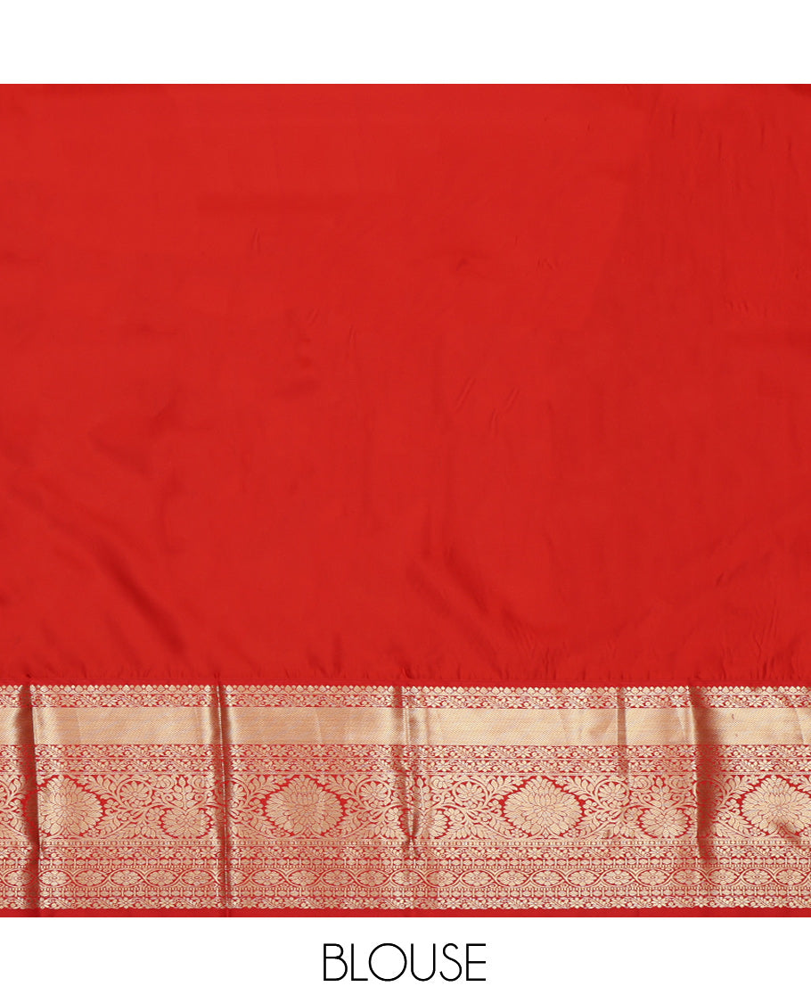 Blue Art Silk Pavadai Material Set