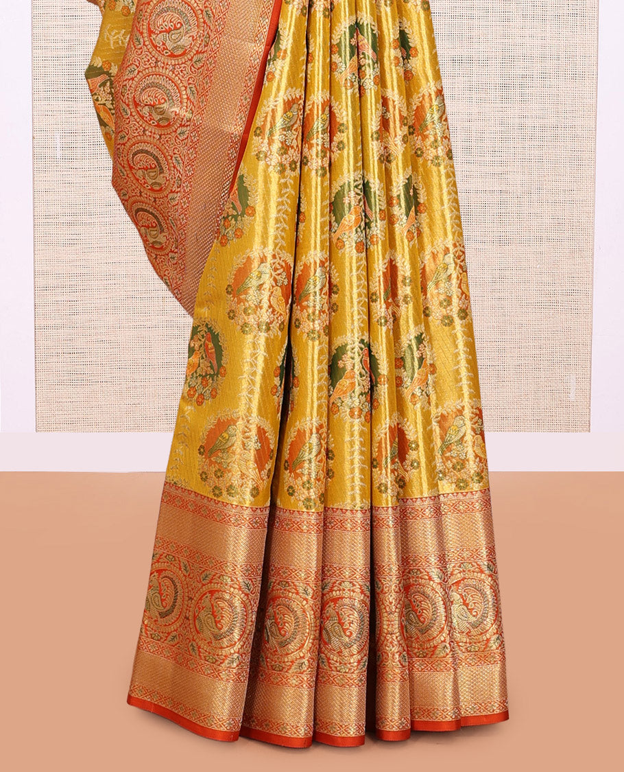 Yellow Kanchipuram Tissue Silk Saree