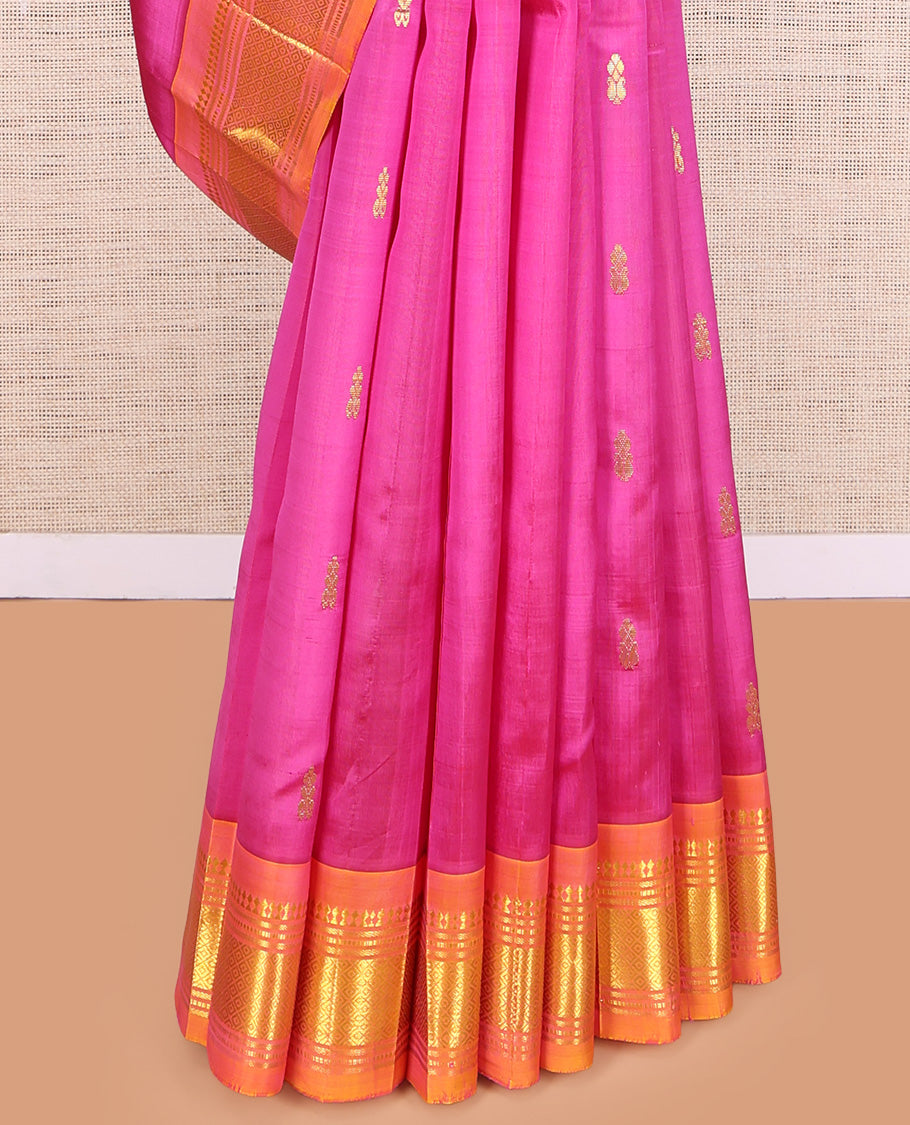 Pink One Side Border Kanchipuram Silk Saree