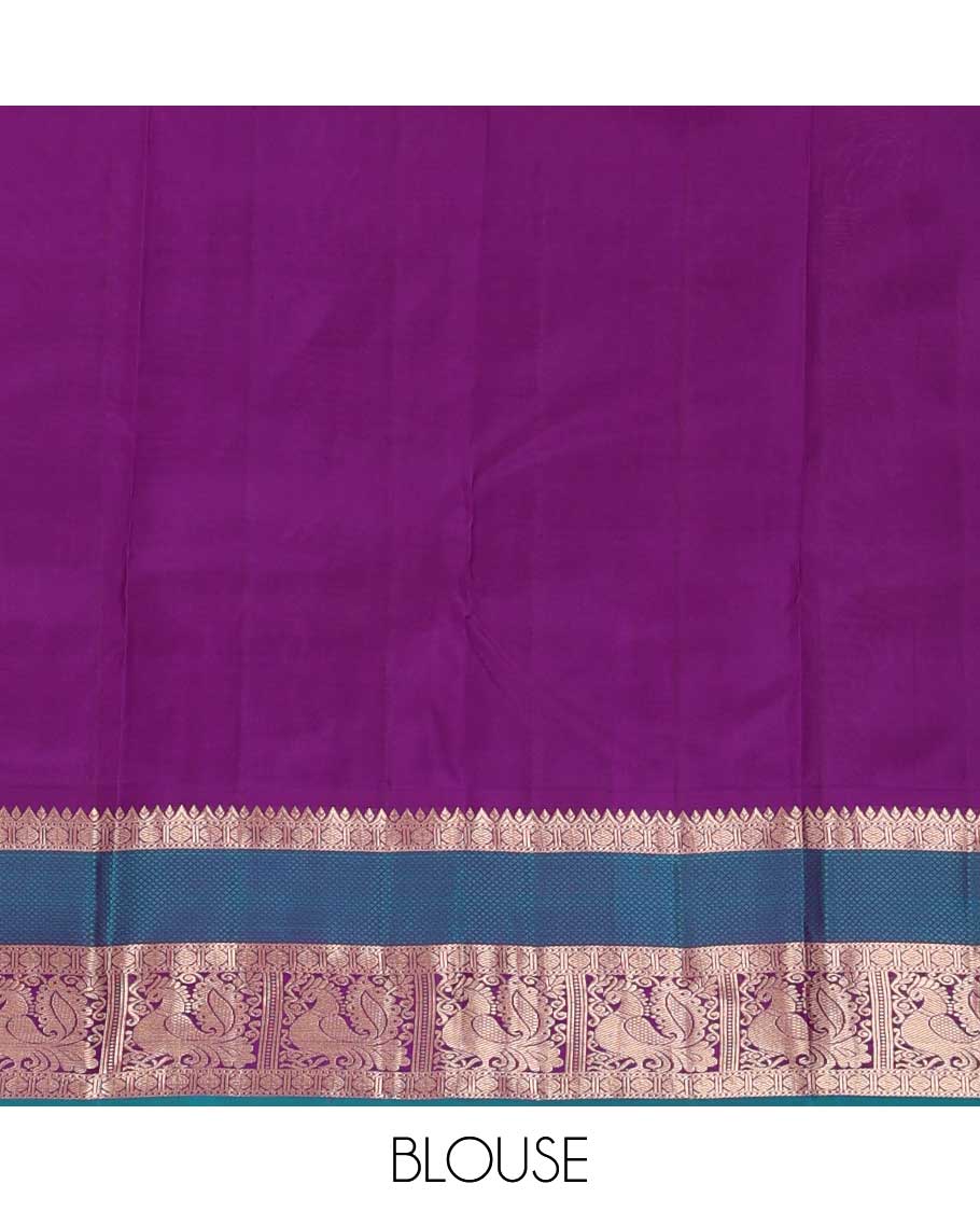 Green zari buttas silk saree, contrast border of rudraksham, mayil kann, kamalam, manga, and mayil designs , and jaal pallu