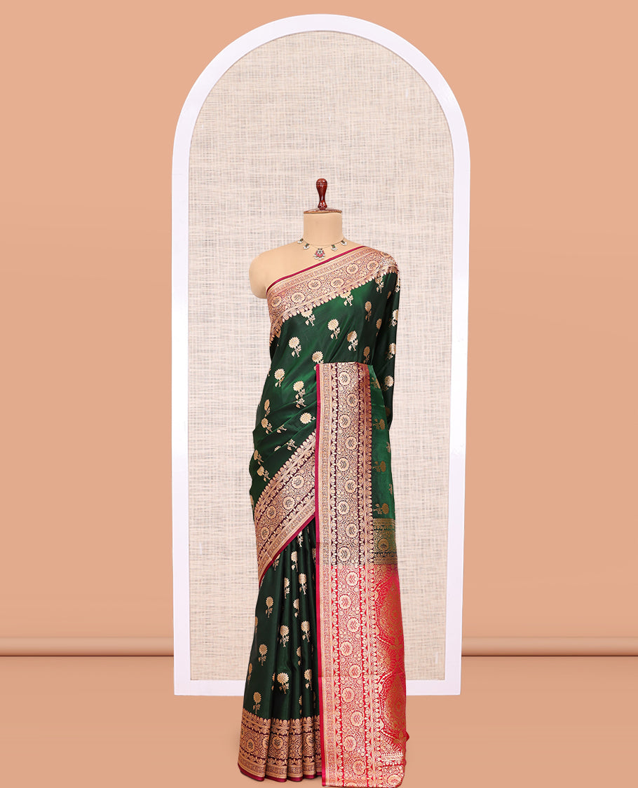 Green Semi-Banaras Nylon Saree