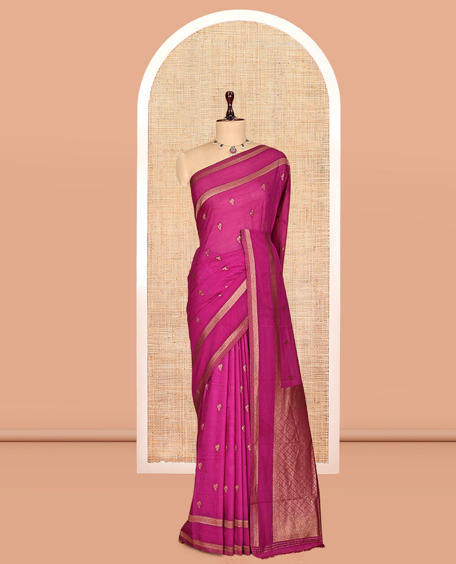 Magenta Fancy Crepe Saree