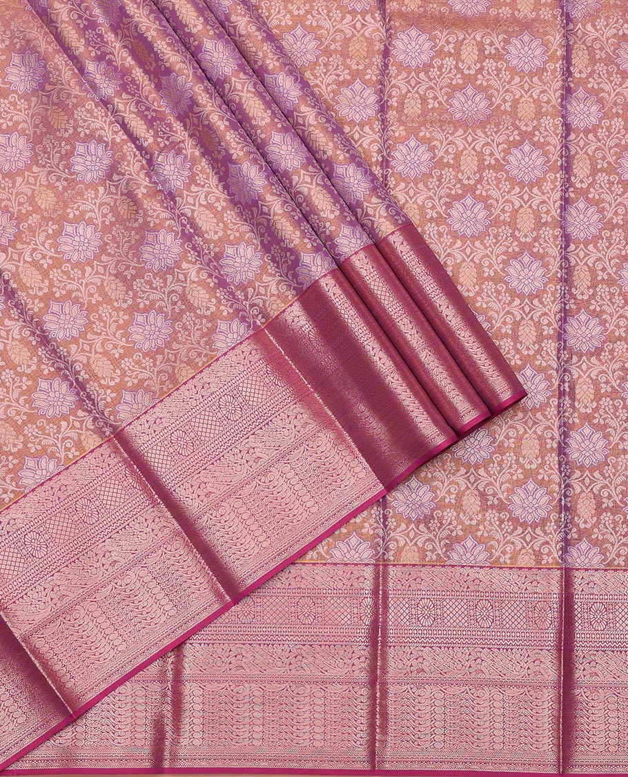 Brown Art Silk Pavadai Material Set, Beautifully Accentuated with Jacquard Design on Its Skirt, Complemented by a Contrast Traditional Zari Design Border, and Paired with a Matching  Blouse