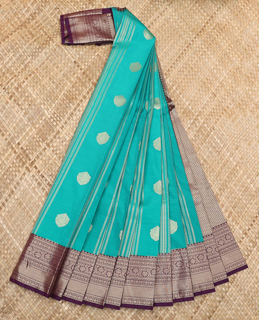 Blue Budget Silk Saree Elegantly Highlighted with Zari Designs, Featuring a Contrast Traditional Zari Design Border, Pallu Woven with Intricate Designs, and Paired with a Contrast Blouse