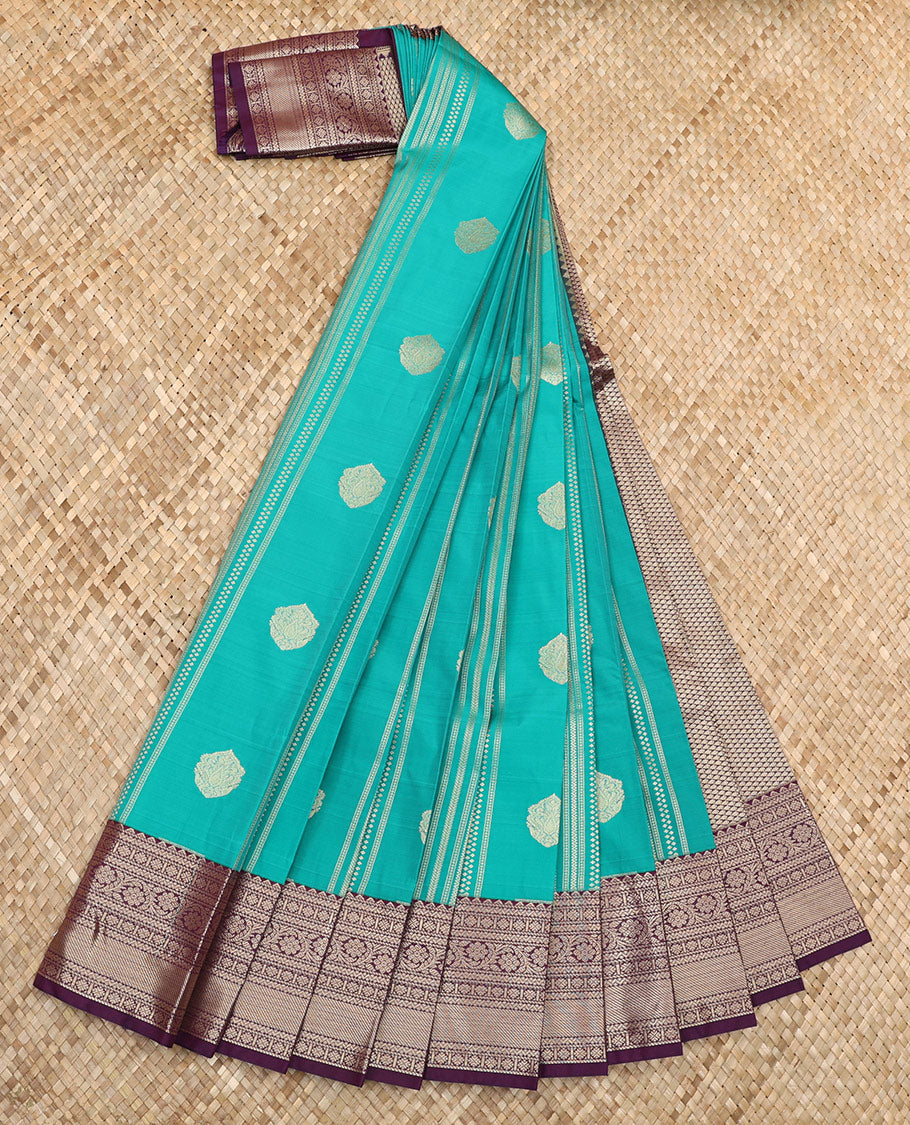 Blue Budget Silk Saree Elegantly Highlighted with Zari Designs, Featuring a Contrast Traditional Zari Design Border, Pallu Woven with Intricate Designs, and Paired with a Contrast Blouse