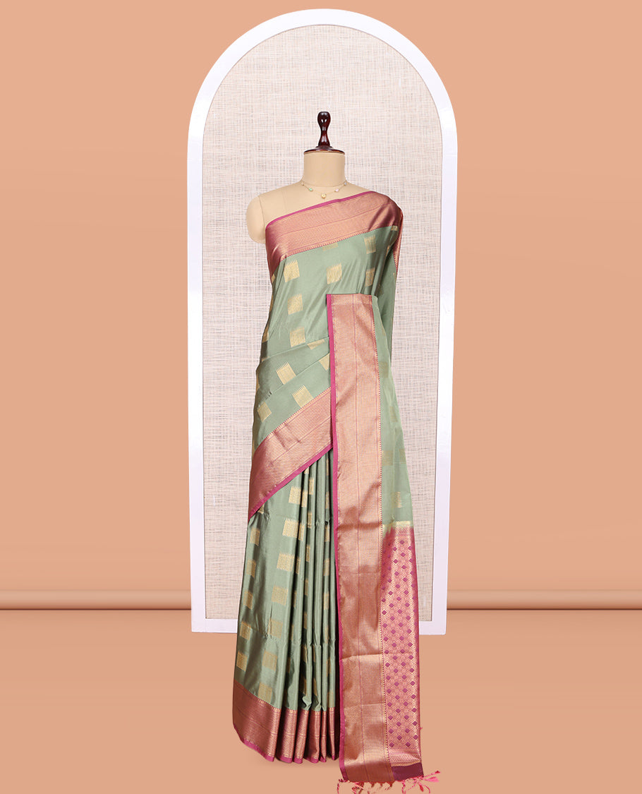 Pale Green Traditional Zari Design Budget Silk Saree