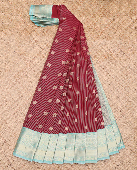 Maroon Peacock Butta Budget Silk Saree
