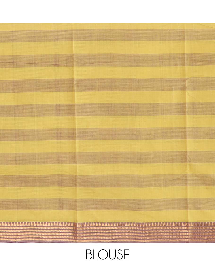 Multi-color checked Mangalagiri cotton saree, traditional zari border and zari striped pallu