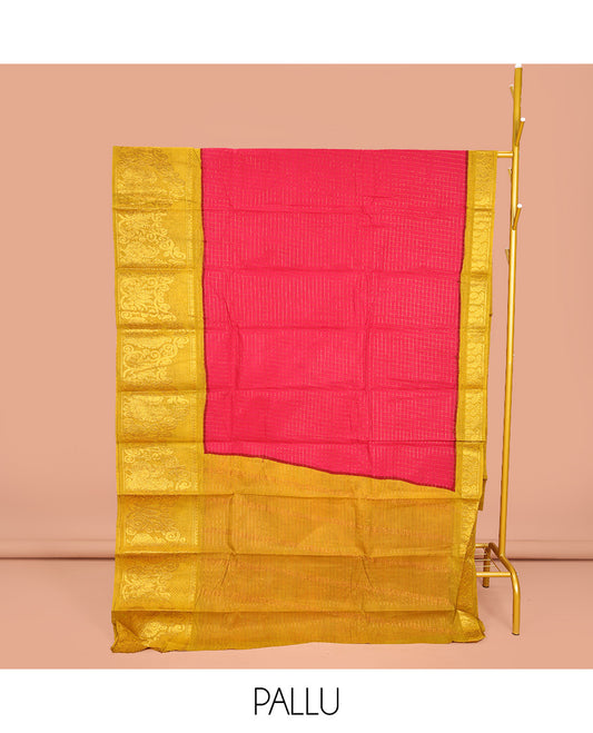 Red Sungudi Cotton Saree, Decked Up with Zari Checked Design on Its Body, Complemented by a Contrast Traditional Zari Design Border of Peacock Designs, Zari-Design Pallu, and Paired with a Contrast Blouse
