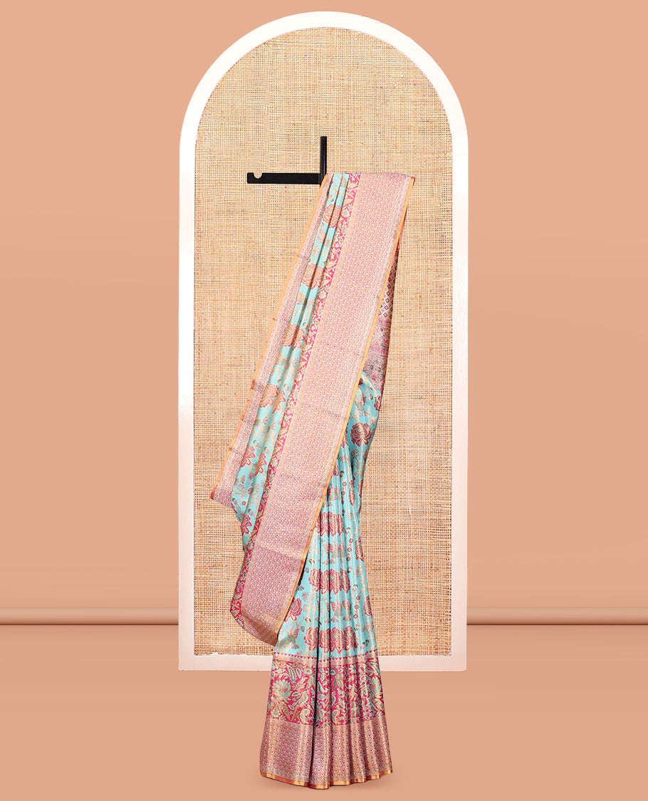Blue Kanchipuram Tissue Bridal Silk Saree