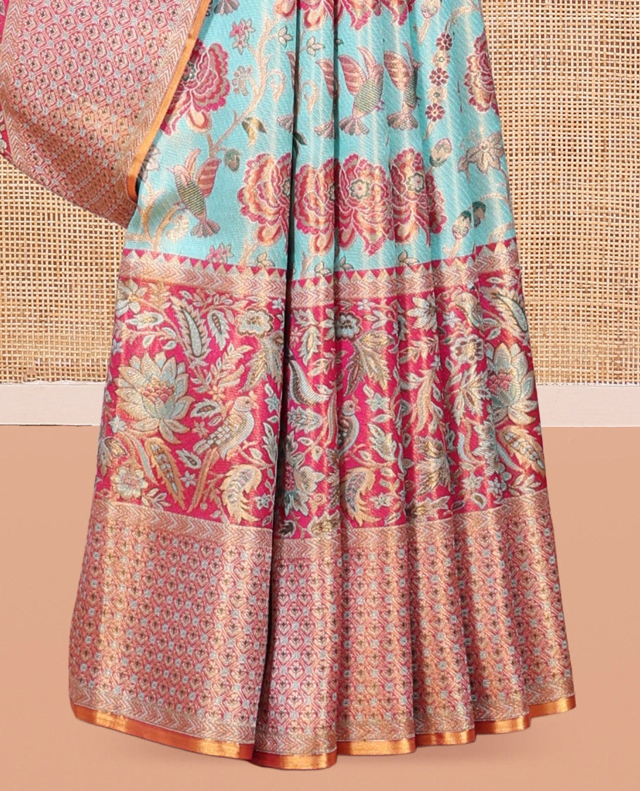 Blue Kanchipuram Tissue Bridal Silk Saree