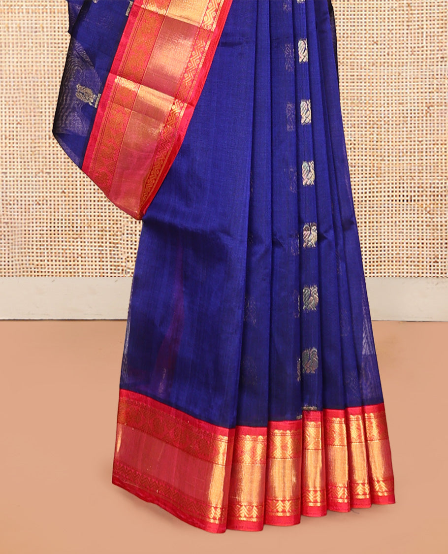 Blue Peacock Butta Kuppadam Silk Saree