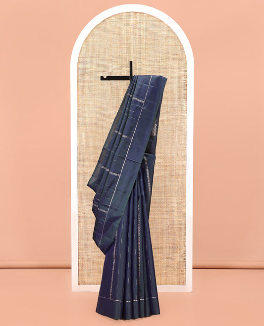 Blue Mayuri Soft Silk Saree, Enriched with Zari Buttas All Over Its Body, Highlighted by Zari Border, Pallu Steeped in Richness of Singam Buttas, and Paired with a Matching Blouse