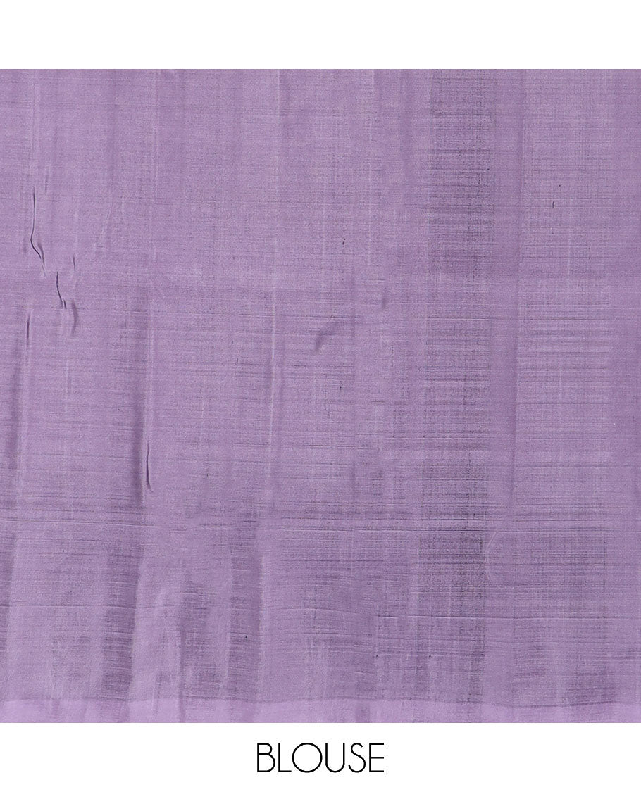 Blue dotted striped soft silk saree, contrast floral motifs border & pallu of paisleys & chakram motifs