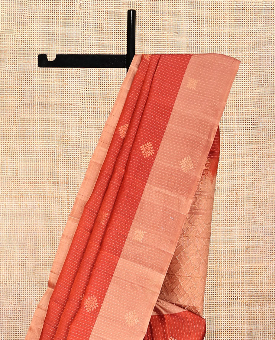 Orange Butta and Stripes Mayuri Lite Silk Mix Saree