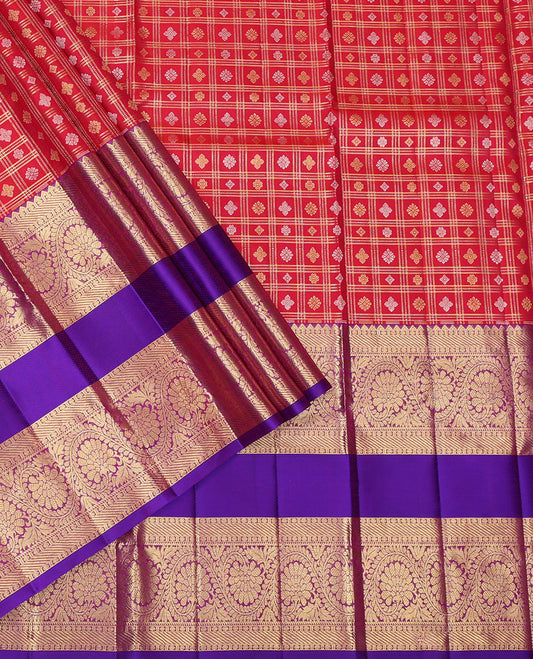 Red Pure Silk Pavadai Material Set