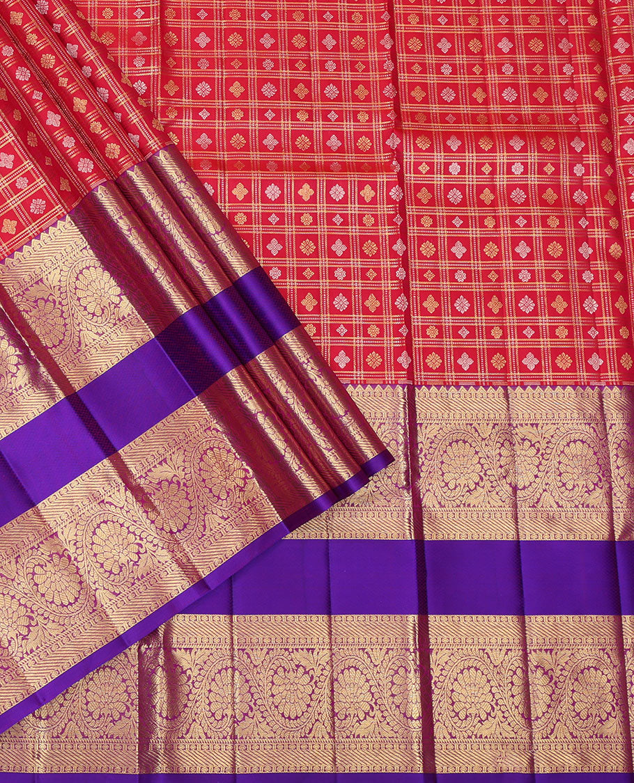 Red Pure Silk Pavadai Material Set