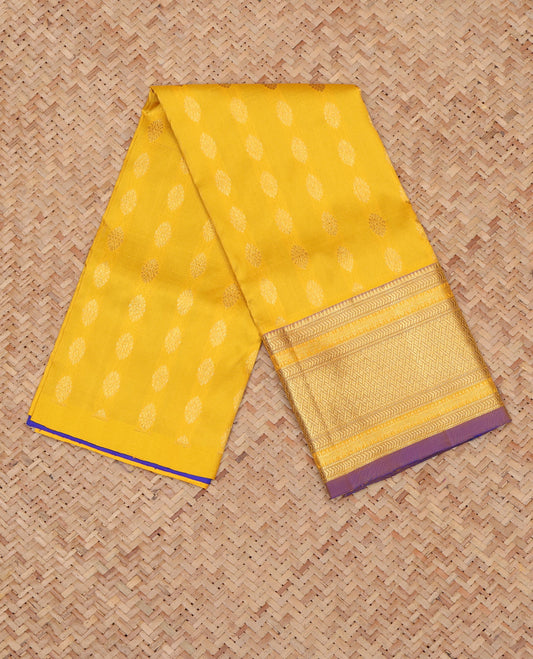 Yellow Pure Silk Navarathna Pavadai Material Set
