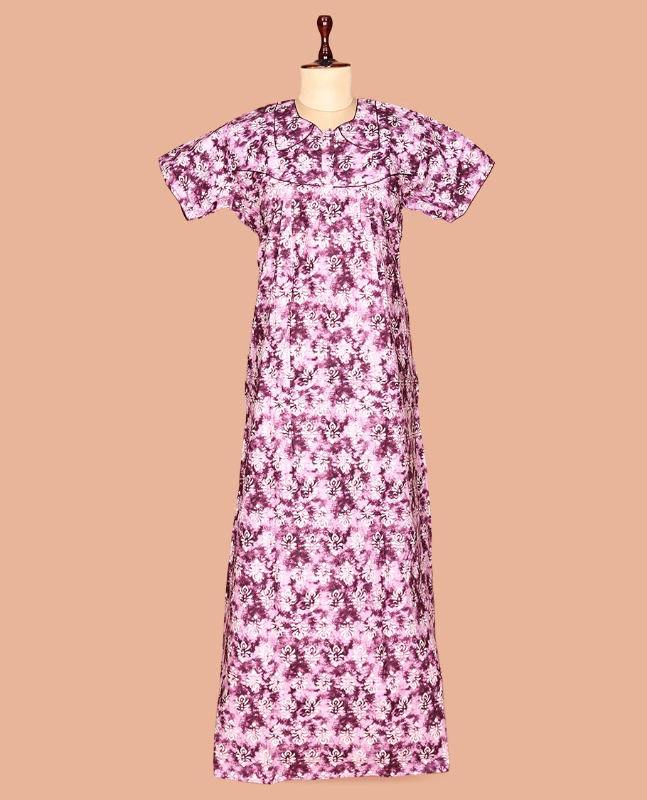 Purple Cotton-Blended Nighty