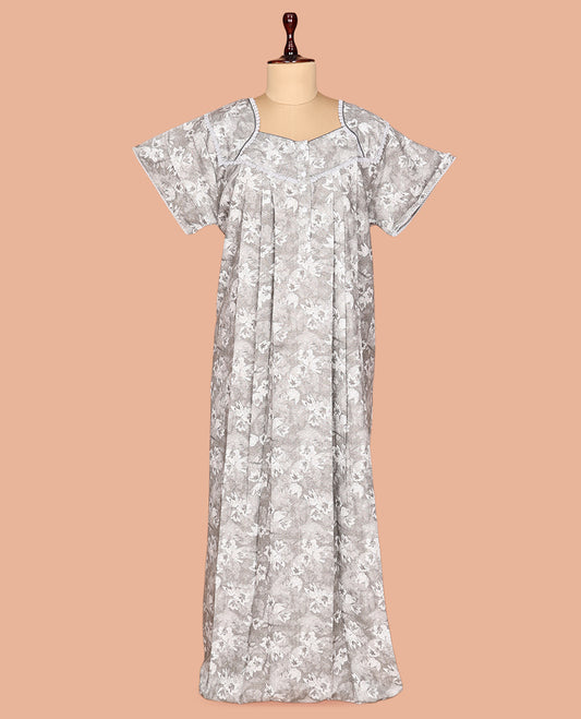 Light Grey Cotton-Blended Nighty