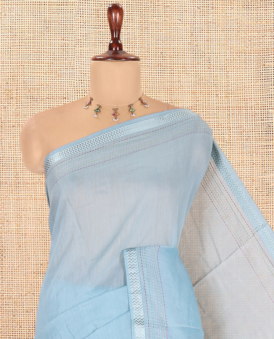 Blue Plain Chanderi Cotton Saree