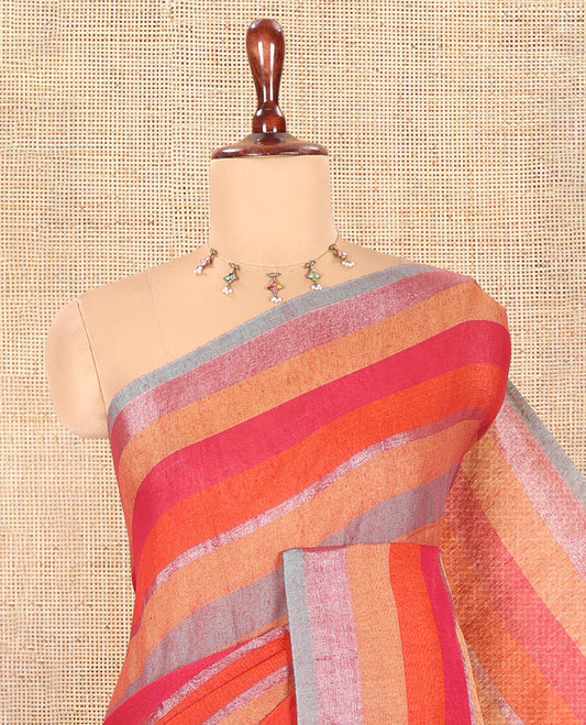 Borderless Purple-Base Khadi Cotton Saree