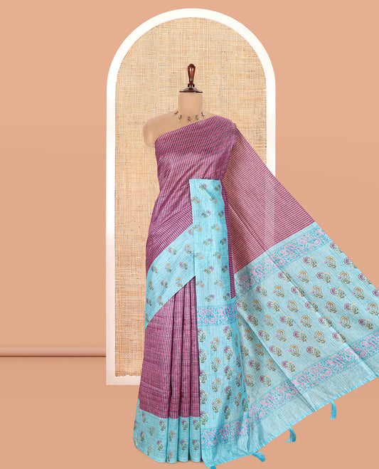 Violet Semi-Tussar Saree