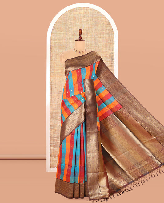 Brown Fancy Softy Silk Saree