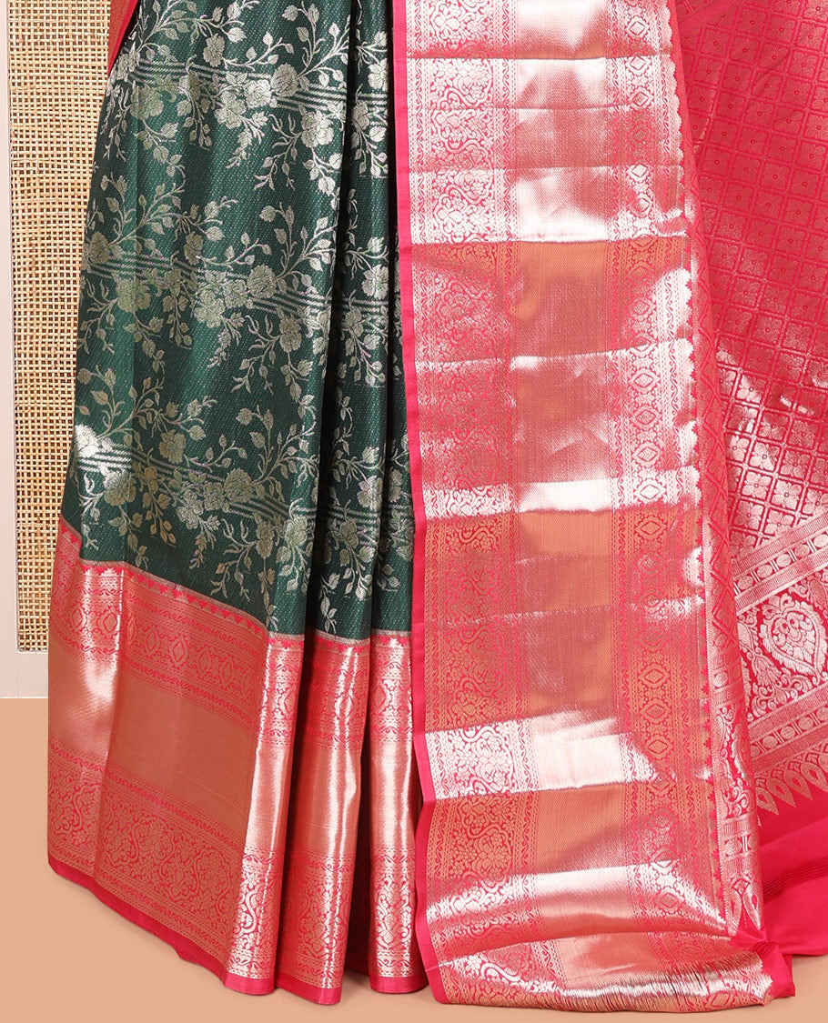 Dark Green-Pink Budget Silk Saree