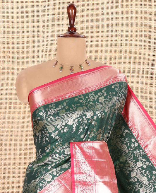 Dark Green-Pink Budget Silk Saree